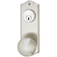 Emtek Keyed Colonial 7-1/8" Brass Door Handle Plate in Satin Nickel with Providence knob