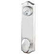 Emtek Keyed Colonial 9" Brass Door Handle Plate in Satin Nickel with Egg knob