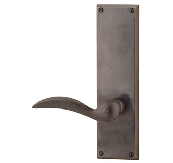 Emtek 8-7/8" Rectangular Style Sandcast Bronze Door Handle-Plate