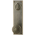 Emtek Keyed Rectangular 8-7/8" Bronze Door Handle Plate in Medium Bronze with Butte knob
