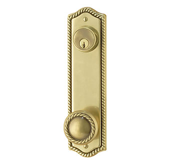 Emtek 9-5/8" Rope Style Brass Door Handle-Plate