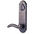 Emtek Keyed Style #5 10" Bronze Door Handle Plate in Deep Burgundy with Cody lever