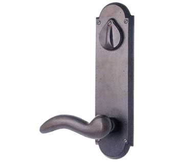 Emtek 10" Keyed Style #5 Style Sandcast Bronze Door Handle-Plate