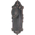 Emtek Victoria 9" Brass Door Handle Plate in Oil Rubbed Bronze with Victoria knob