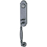 Emtek Normandy Monolithic Entry Door Handle Set in Satin Steel